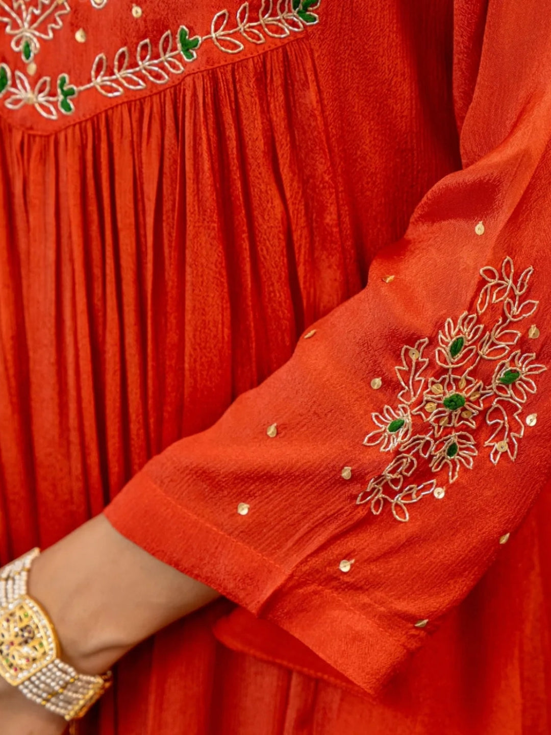 Elegant Orange Embroidered Anarkali Kurta Set with Dupatta संgam