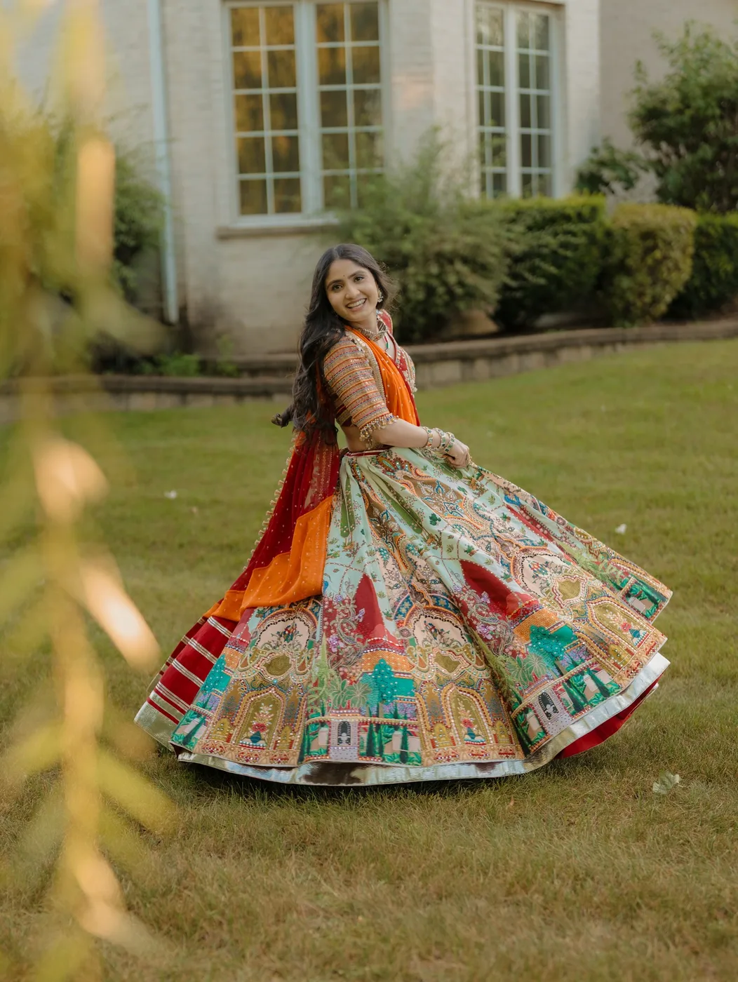 Maroon Mirror-Work Chaniya Choli for Women